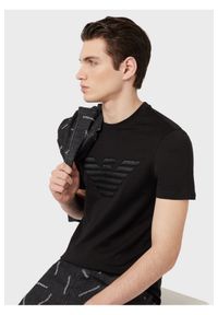 Emporio Armani - EMPORIO ARMANI T-shirt męski, czarny wyszywane logo, Rozmiar L. Kolor: czarny. Materiał: prążkowany, bawełna. Długość rękawa: krótki rękaw. Długość: krótkie