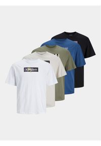 Jack & Jones - Jack&Jones Komplet 5 t-shirtów Aop Print 12260781 Kolorowy Relaxed Fit. Materiał: bawełna. Wzór: nadruk, kolorowy