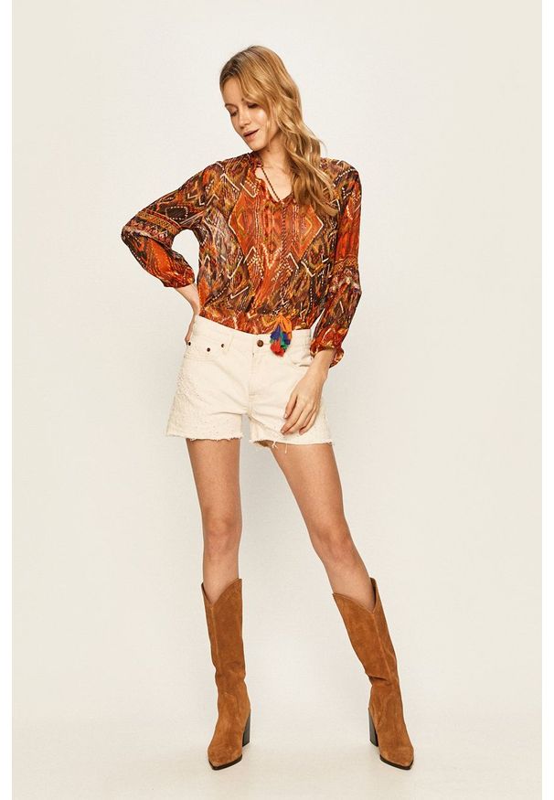 Pepe Jeans - Szorty jeansowe Mable. Okazja: na co dzień. Kolor: beżowy. Styl: casual