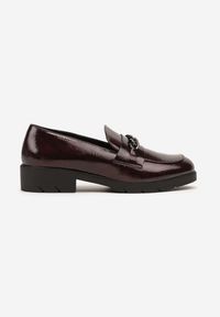 Born2be - Bordowe Lakierowane Mokasyny z Łańcuszkiem Arnarie. Okazja: na co dzień. Kolor: czerwony. Materiał: lakier. Styl: klasyczny, casual #5