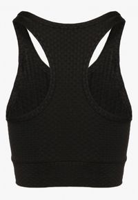 Born2be - Czarny Biustonosz Top Sportowy z Elastycznego Materiału Revettia. Okazja: na co dzień. Kolor: czarny. Materiał: materiał. Styl: sportowy