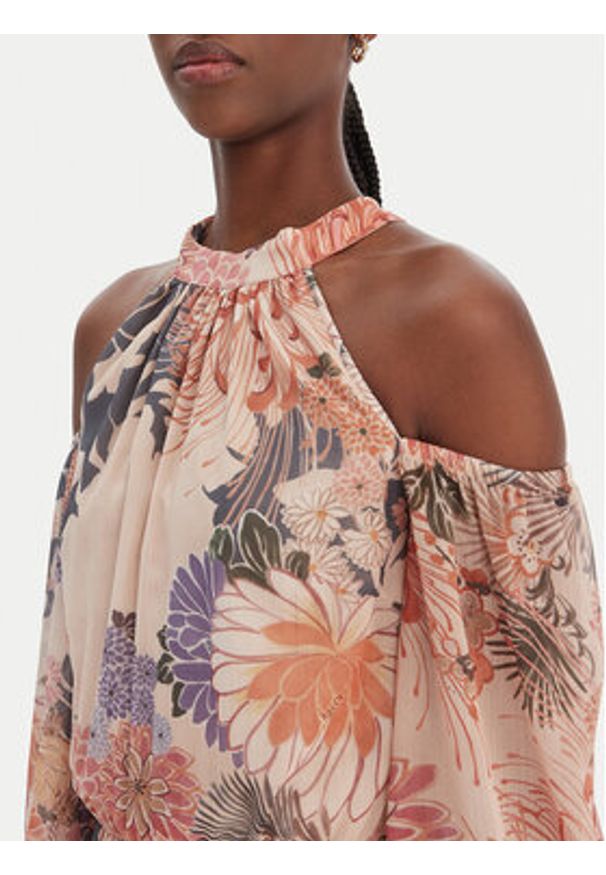 Guess Sukienka koktajlowa W6GK05 W1577 Beżowy Regular Fit. Kolor: beżowy. Materiał: syntetyk. Styl: wizytowy