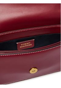 TOMMY HILFIGER - Tommy Hilfiger Torebka Th Script Flap Crossover AW0AW18399 Bordowy. Kolor: czerwony. Materiał: skórzane #5