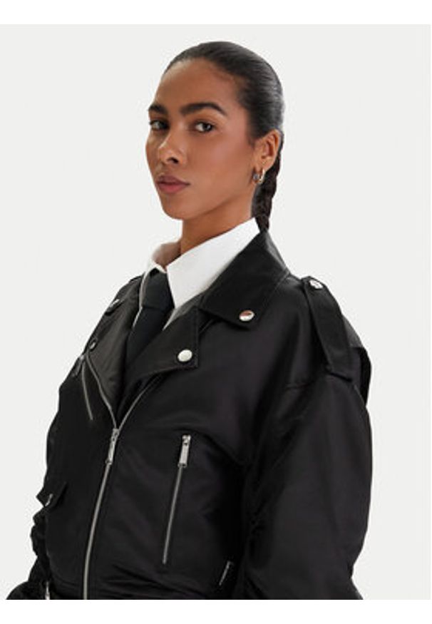 Karl Lagerfeld - KARL LAGERFELD Kurtka bomber B1W14002 Czarny Relaxed Fit. Typ kołnierza: dekolt w karo. Kolor: czarny. Materiał: syntetyk