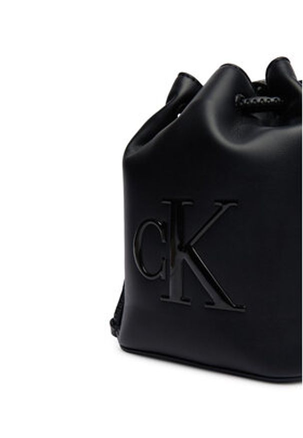 Calvin Klein Torebka Bold Ck Mini Bucket Crossbody LV04F3870G Czarny. Kolor: czarny. Materiał: skórzane