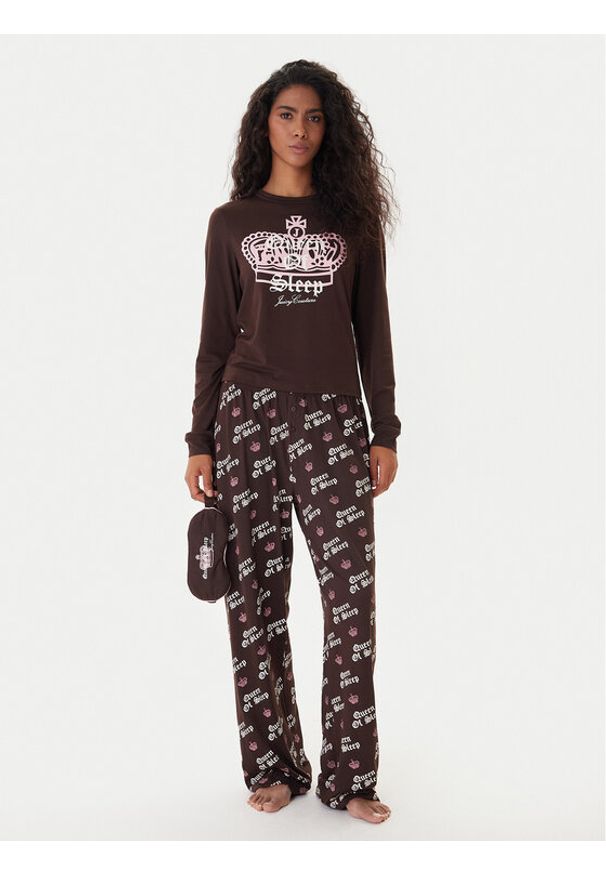 Juicy Couture Piżama JCLPJ225502 Brązowy Regular Fit. Kolor: brązowy. Materiał: syntetyk