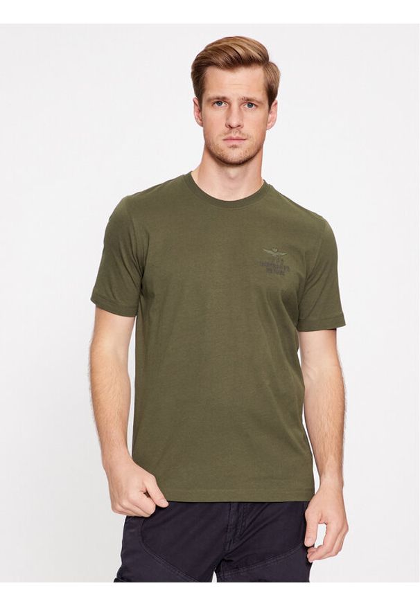 Aeronautica Militare T-Shirt 232TS2129J609 Zielony Regular Fit. Kolor: zielony. Materiał: bawełna