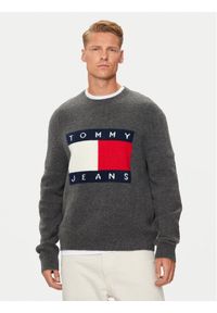 Tommy Jeans Sweter Flag DM0DM19442 Szary Regular Fit. Kolor: szary. Materiał: syntetyk