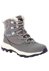 Buty trekkingowe damskie Jack Wolfskin Everquest High Texapore. Wysokość cholewki: za kostkę. Zapięcie: sznurówki. Kolor: wielokolorowy, szary. Materiał: guma, materiał. Szerokość cholewki: normalna