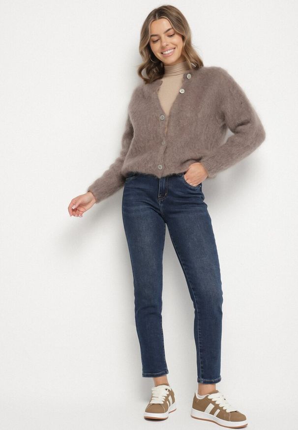 Born2be - Niebieskie Klasyczne Jeansy Skinny z Regularnym Stanem Rastina. Okazja: na spotkanie biznesowe, do pracy, na co dzień. Kolor: niebieski. Styl: klasyczny