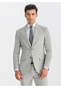 Pako Lorente - PAKO LORENTE – Szara marynarka garniturowa w kratkę. Kolor: szary. Materiał: poliester, wiskoza, elastan. Wzór: kratka