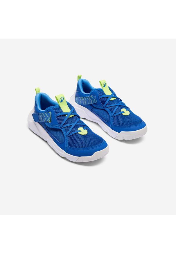 Buty sportowe dla dzieci Decathlon Playful Summer. Okazja: na uczelnię. Zapięcie: rzepy. Kolor: żółty, wielokolorowy, niebieski, zielony. Materiał: kauczuk, tkanina. Szerokość cholewki: normalna