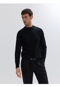 Reserved - Sweter z wełny merino - czarny. Kolor: czarny. Materiał: wełna