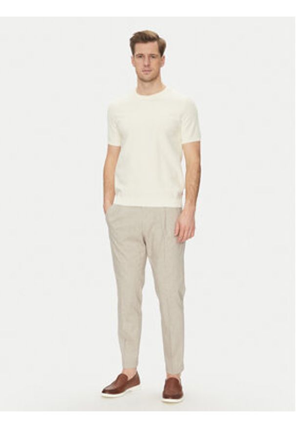 JOOP! Jeans Sweter 15 JJK-14Simoro 30045813 Beżowy Modern Fit. Kolor: beżowy. Materiał: bawełna