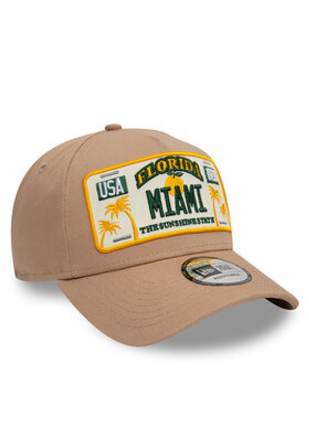 New Era Czapka z daszkiem Miami License Plate 9FORTY A-Frame 60595462 Beżowy. Kolor: beżowy. Materiał: bawełna, materiał
