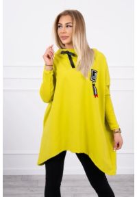 Inny - Bluza oversize z asymetrycznymi bokami kiwi. Materiał: elastan, prążkowany, materiał, bawełna. Długość: długie