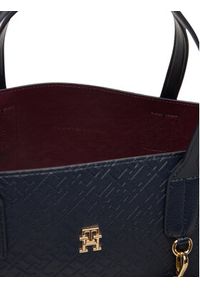 TOMMY HILFIGER - Tommy Hilfiger Torebka Th Icon Satchel Mono AW0AW18123 Granatowy. Kolor: niebieski. Materiał: skórzane #6