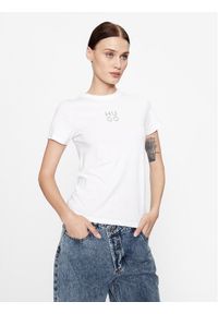 Hugo T-Shirt Classic 50500464 Beżowy Regular Fit. Kolor: biały. Materiał: bawełna