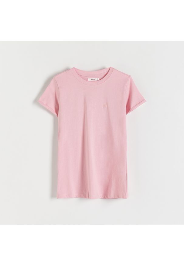 Reserved - T-shirt slim fit - Różowy. Kolor: różowy