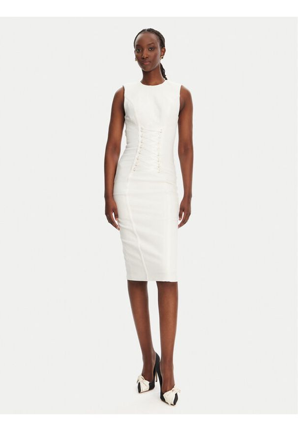 Elisabetta Franchi Sukienka koktajlowa AB76252E2 360 Biały Slim Fit. Kolor: biały. Materiał: wiskoza. Styl: wizytowy