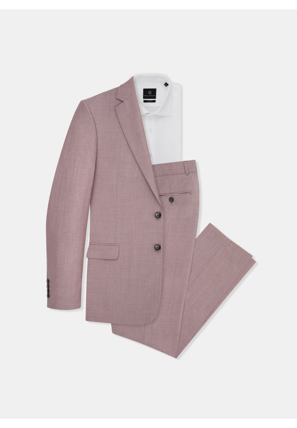 Pako Lorente - PAKO LORENTE – Różowe spodnie garniturowe P22SP-6G-003-W-S. Kolor: różowy. Materiał: wełna. Wzór: gładki. Styl: elegancki