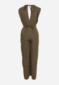 Born2be - Zielony Wiązany Kombinezon z Prostymi Nogawkami i Wiskozą oraz Kwiatową Aplikacją Dimenna. Kolor: zielony. Materiał: wiskoza. Wzór: aplikacja, kwiaty. Styl: elegancki #7