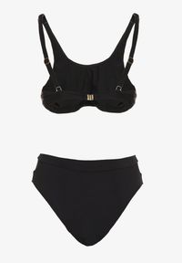 Renee - Czarne Bikini Biustonosz i Majtki Typu Figi Zdobione Siateczką Natelina. Kolor: czarny. Wzór: aplikacja #6