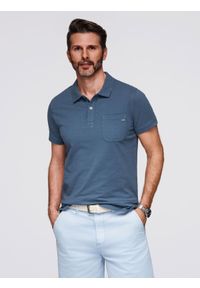 Ombre Clothing - Koszulka polo klasyczna z bawełnianej dzianiny – ciemnoniebieska V8 - Rozmiar: XL. Okazja: na co dzień. Typ kołnierza: polo. Kolor: niebieski. Materiał: bawełna, dzianina. Styl: klasyczny