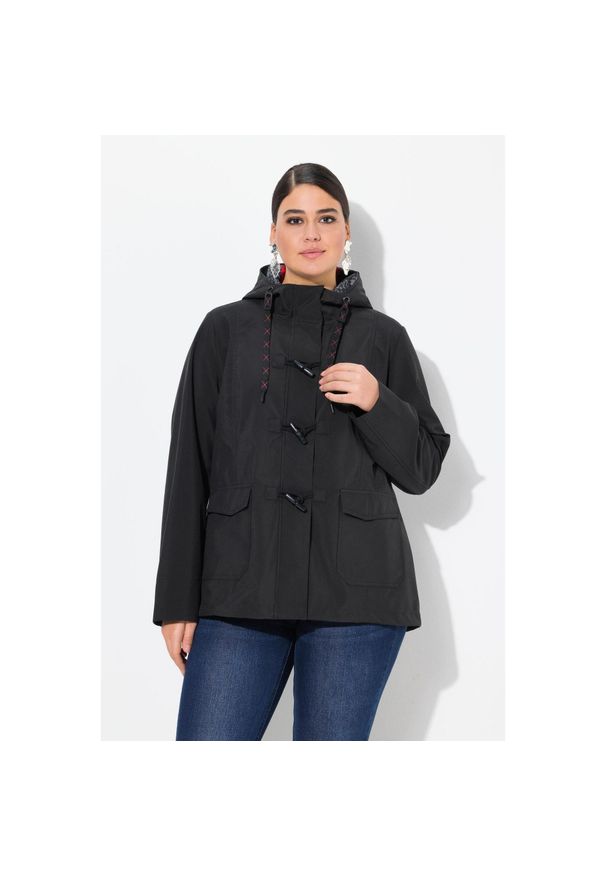 ULLA POPKEN - Damskie Kurtka softshellowa HYPRAR hydrofobowa guziki-kołki. Kolekcja: plus size. Kolor: czarny. Materiał: poliester, materiał. Sport: turystyka piesza