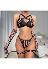 Intica - Komplet bielizny z delikatnym wzorem na romantyczne wieczory Bessy. Kolor: różowy. Materiał: materiał. Wzór: paski #6