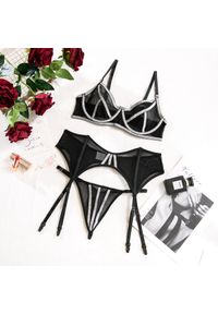 Intica - Komplet bielizny z ozdobną lamówką Mercan. Kolor: czarny. Materiał: materiał #1