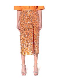AGGI - Pomarańczowa cekinowa spódnica Layla. Stan: podwyższony. Kolor: pomarańczowy. Materiał: wiskoza. Wzór: aplikacja #4