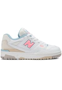 Buty dziecięce New Balance PSB550EP – białe. Kolor: biały. Materiał: skóra. Szerokość cholewki: normalna