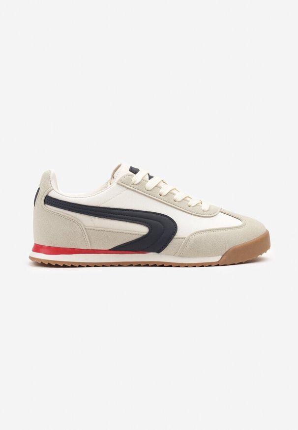 Renee - Beżowo-Szare Basicowe Sneakersy Ellimira. Okazja: na co dzień. Kolor: beżowy. Materiał: jeans