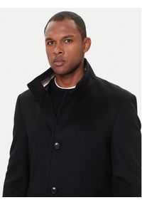 BOSS Płaszcz wełniany H-Hyde 50551078 Czarny Slim Fit. Kolor: czarny. Materiał: wełna