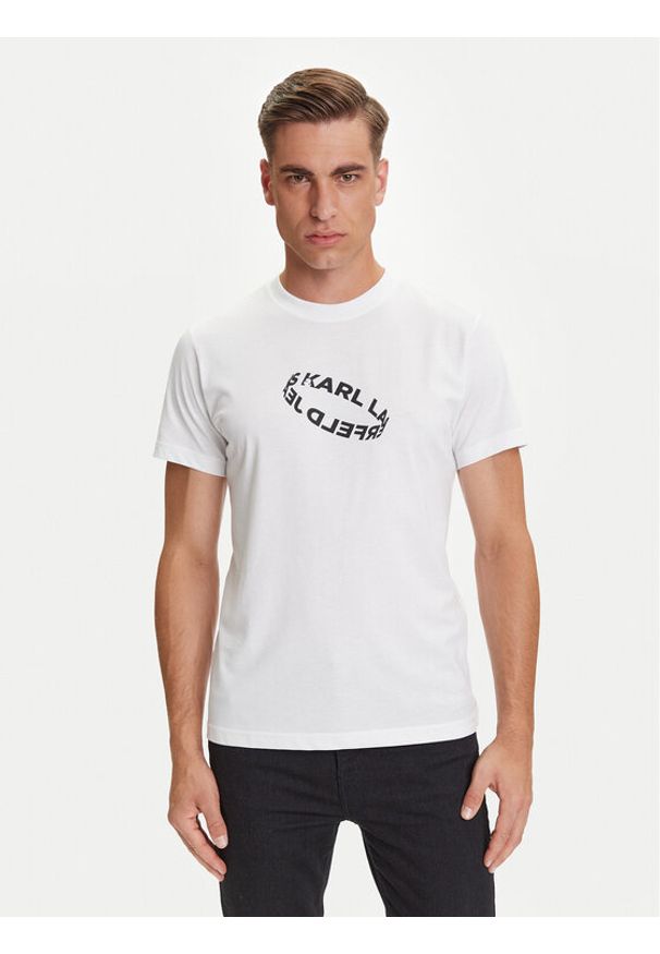 Karl Lagerfeld Jeans T-Shirt A3M17037 Biały Slim Fit. Kolor: biały. Materiał: syntetyk