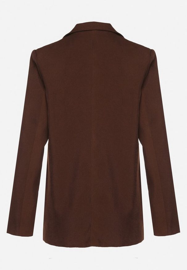 Born2be - Brązowa Dwurzędowa Marynarka w Stylu Oversize Clazara. Okazja: na co dzień, do pracy, na spotkanie biznesowe. Kolor: brązowy. Materiał: jeans, poliester. Styl: casual, biznesowy