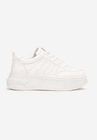 Renee - Białe Sneakersy Sznurowane na Platformie Kior. Kolor: biały. Obcas: na platformie #5