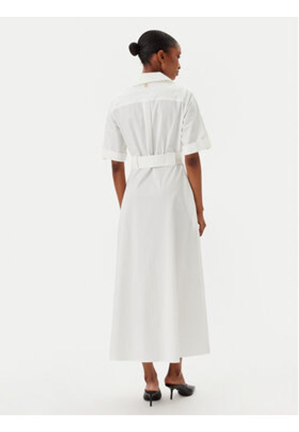 Fracomina Sukienka koszulowa FR25SD3006W52001 Biały Regular Fit. Kolor: biały. Materiał: bawełna, syntetyk. Typ sukienki: koszulowe