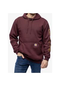 Bluza z kapturem męska Carhartt Sleeve Logo Hooded Sweatshirt. Typ kołnierza: kaptur. Kolor: czerwony