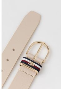 TOMMY HILFIGER - Tommy Hilfiger pasek skórzany damski kolor beżowy. Kolor: beżowy. Materiał: skóra #2