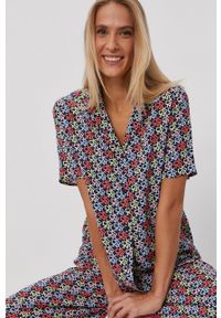 DKNY - Dkny - Koszula piżamowa. Kolor: niebieski. Materiał: tkanina. Długość: krótkie #5