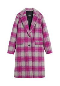 Desigual Płaszcz wełniany Pinkcheck 25WWEW15 Różowy Regular Fit. Kolor: różowy. Materiał: syntetyk #3
