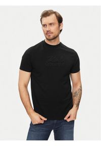 Karl Lagerfeld - KARL LAGERFELD T-Shirt 755030 542225 Czarny Regular Fit. Typ kołnierza: dekolt w karo. Kolor: czarny. Materiał: bawełna