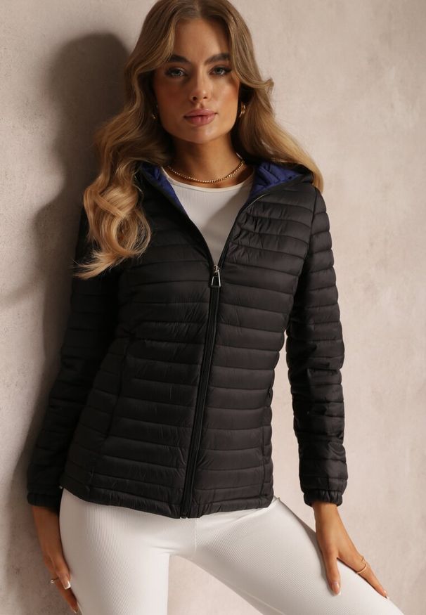 Renee - Czarna Kurtka Pikowana Paranaina. Kolor: czarny. Wzór: aplikacja, jednolity. Styl: elegancki