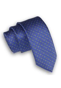 Alties - Niebiesko-Szary Elegancki Krawat Męski -ALTIES- 6 cm, w Drobne Kwiaty i Paisley. Kolor: niebieski. Materiał: tkanina. Wzór: paisley, kwiaty. Styl: elegancki #1
