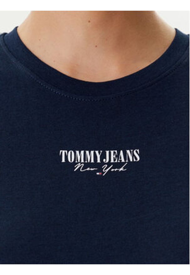 Tommy Jeans T-Shirt Essential DW0DW20913 Granatowy Slim Fit. Kolor: niebieski. Materiał: bawełna