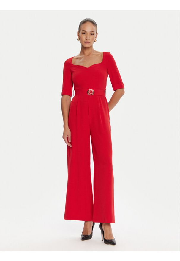 Rinascimento Kombinezon CFC0125323003 Czerwony Wide Leg. Kolor: czerwony. Materiał: syntetyk