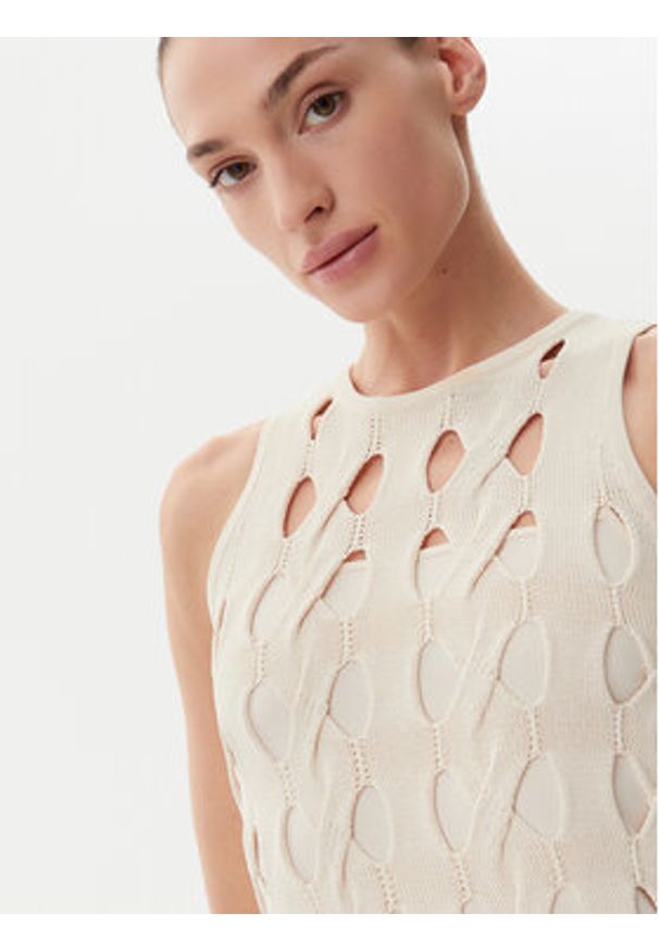 Pinko - PINKO Sukienka dzianinowa Allan 105190 A2LW Beżowy Regular Fit. Kolor: beżowy. Materiał: syntetyk