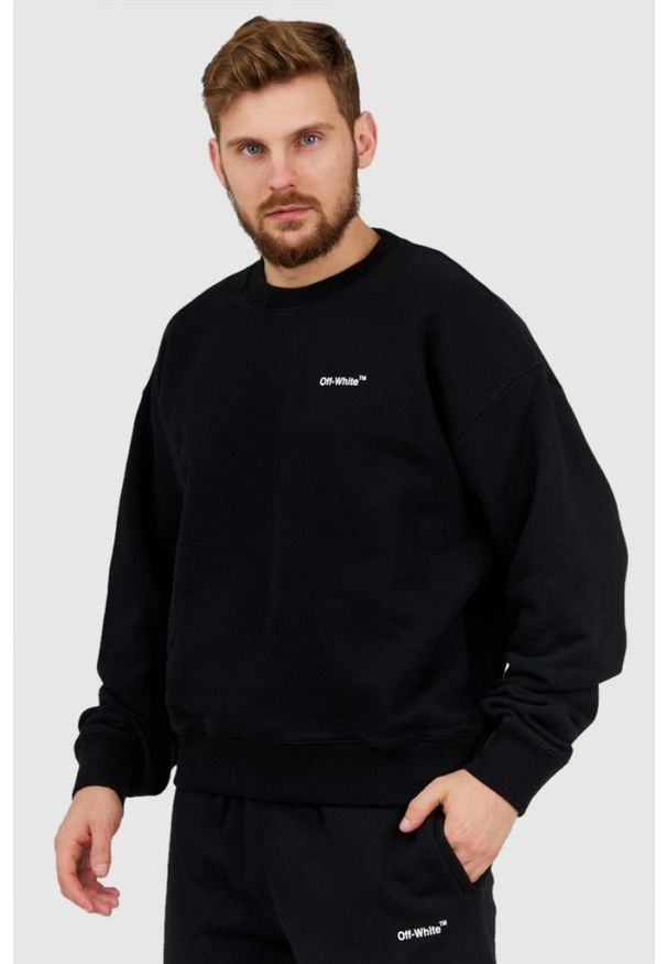 OFF-WHITE Czarna bluza męska z nadrukiem na plecach, Rozmiar S. Kolor: czarny. Materiał: prążkowany. Wzór: nadruk